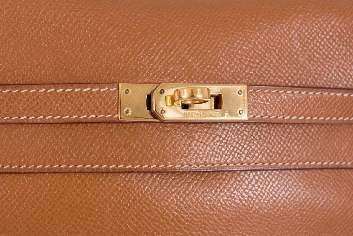 Vintage Hermes Kelly Pochette Clutch Gold Convertible Belt bag 3