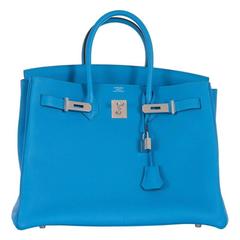 Hermes Birkin 35 Blue Zanzibar Palladium Hardware - New Color 7