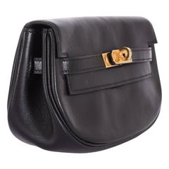 Hermes Kelly Pochette Clutch Black Convertible Belt Bag Vintage