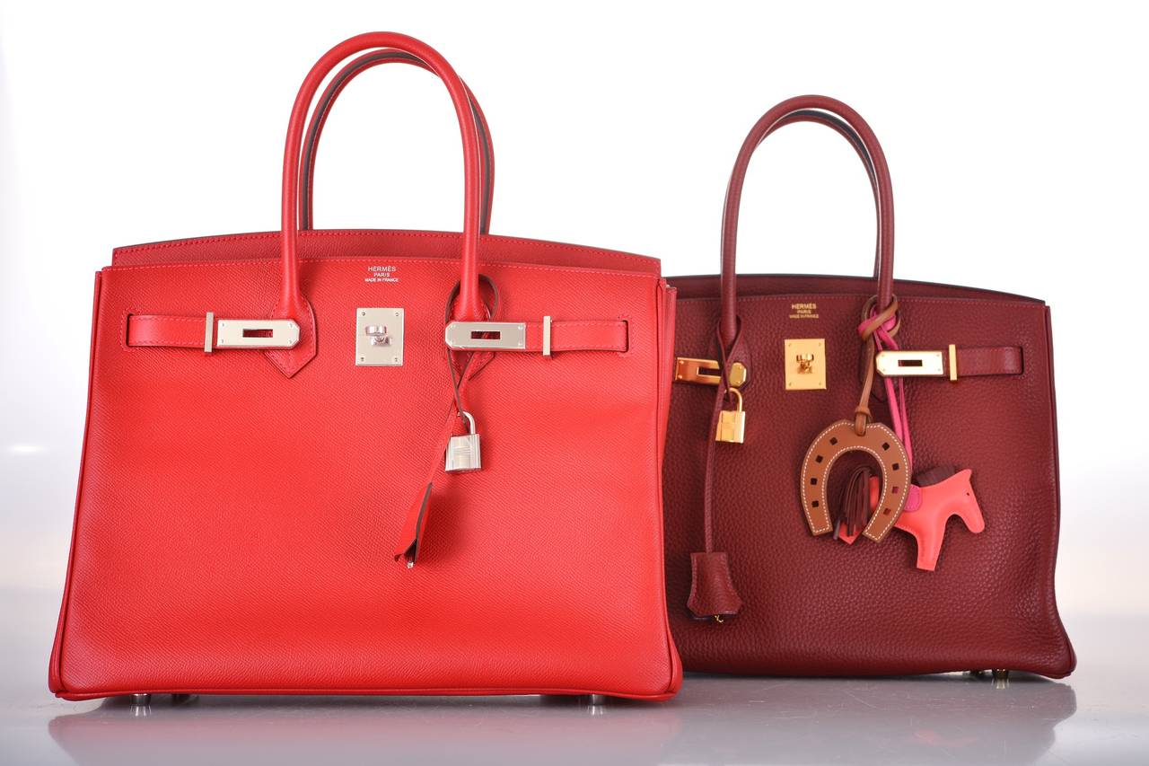 NEW CANDY COLOR! HERMES BIRKIN BAG 35cm RED ROUGE CASAQUE EPSOM ...  