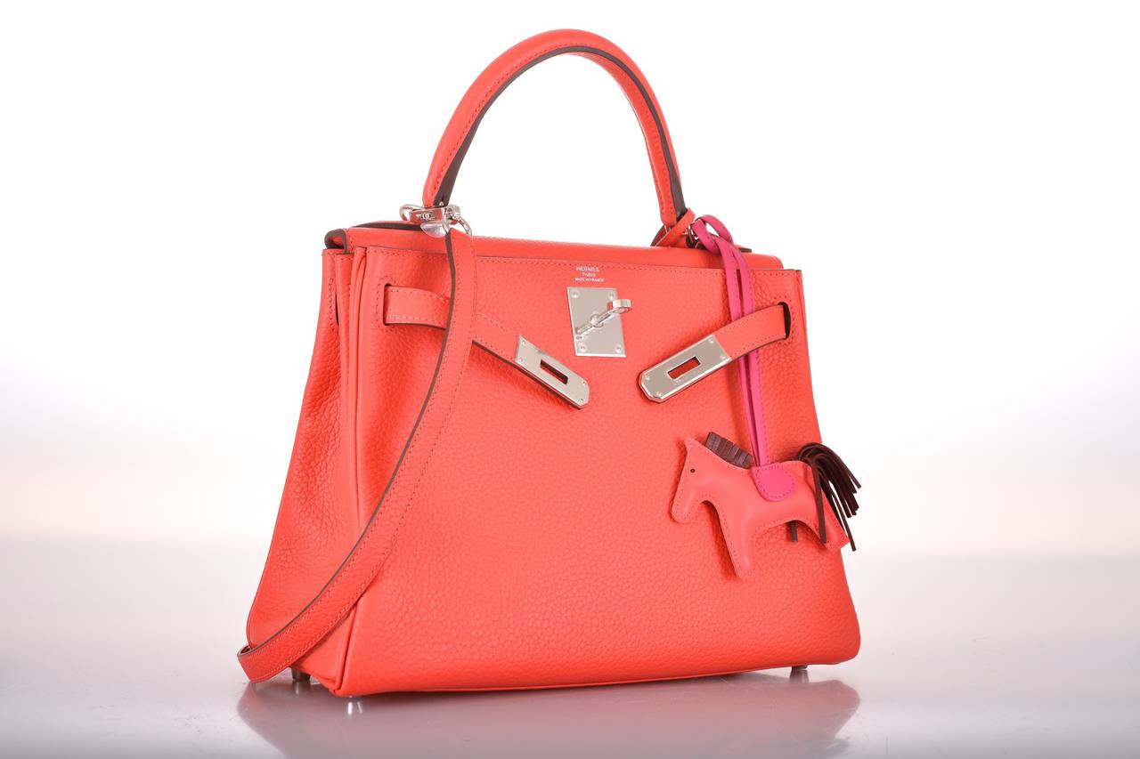 HERMES KELLY BAG 28cm ROUGE PIVOINE WITH PALLADIUM HARDWARE JaneFinds 2