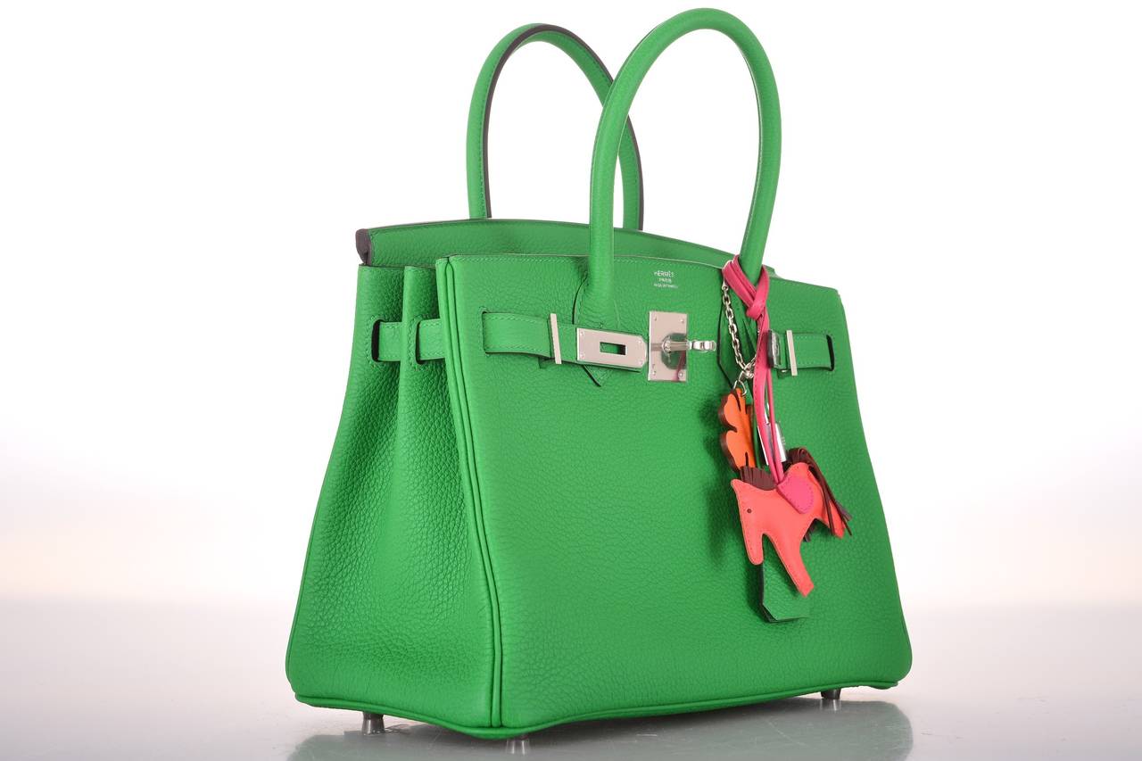 HERMES BIRKIN BAG 30cm BAMBOU BAMBOO GREEN PALL HARDWARE JaneFinds In New Condition For Sale In NYC Tri-State/Miami, NY