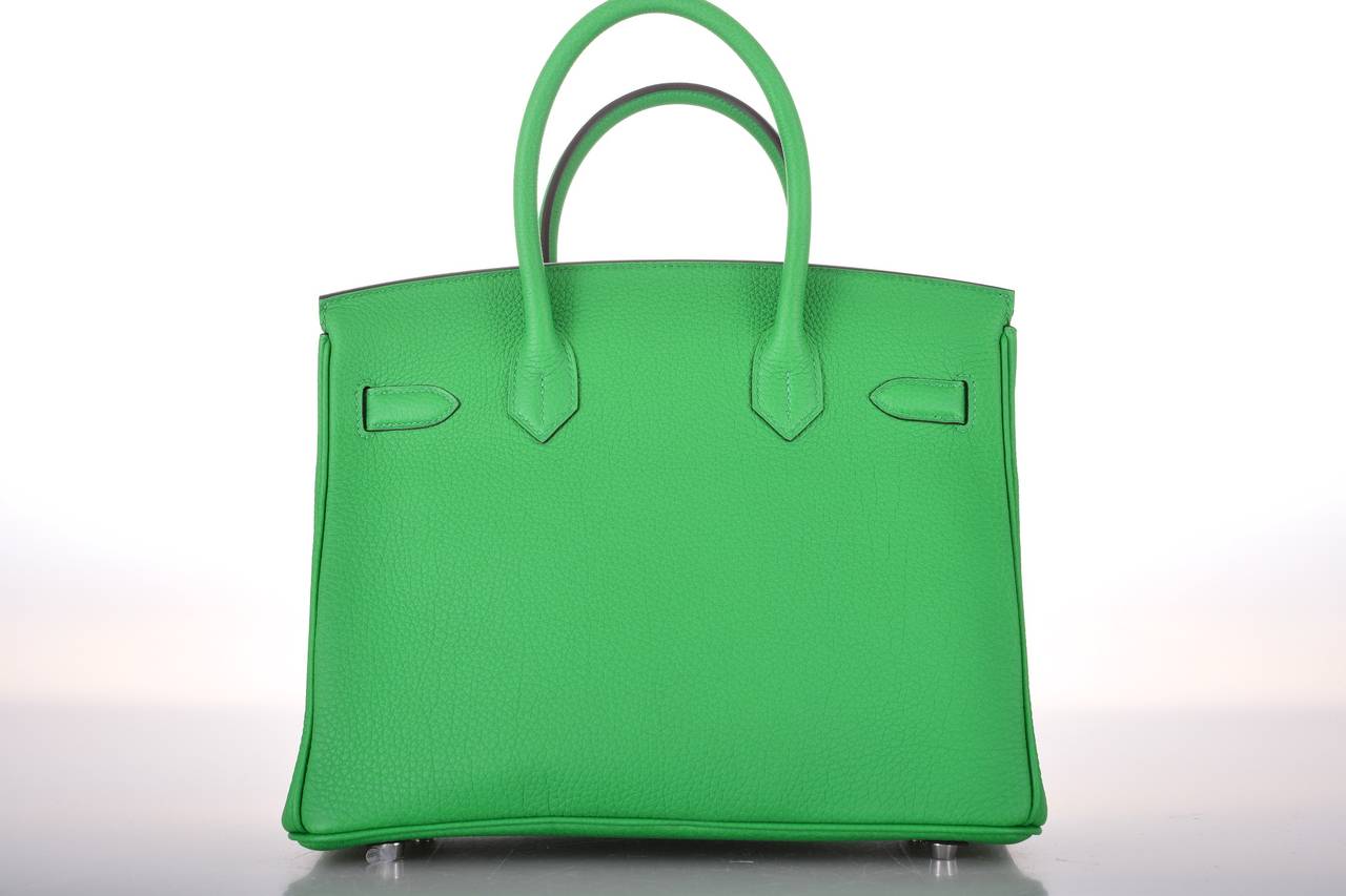 Green HERMES BIRKIN BAG 30cm BAMBOU BAMBOO GREEN PALL HARDWARE JaneFinds For Sale