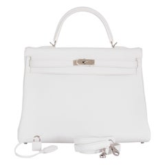 Hermes Kelly 35 White Togo Palladium Hardware