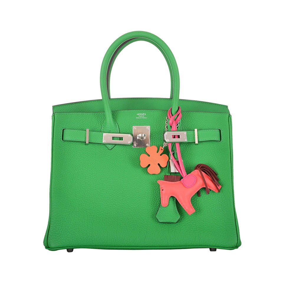 HERMES BIRKIN BAG 30cm BAMBOU BAMBOO GREEN PALL HARDWARE JaneFinds For Sale