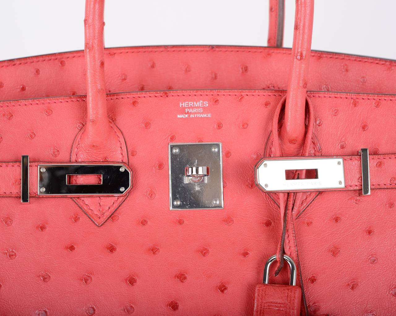 AMAZING HERMES BIRKIN BAG BOUGENVILLE OSTRICH and PALLADIUM 30cm ...