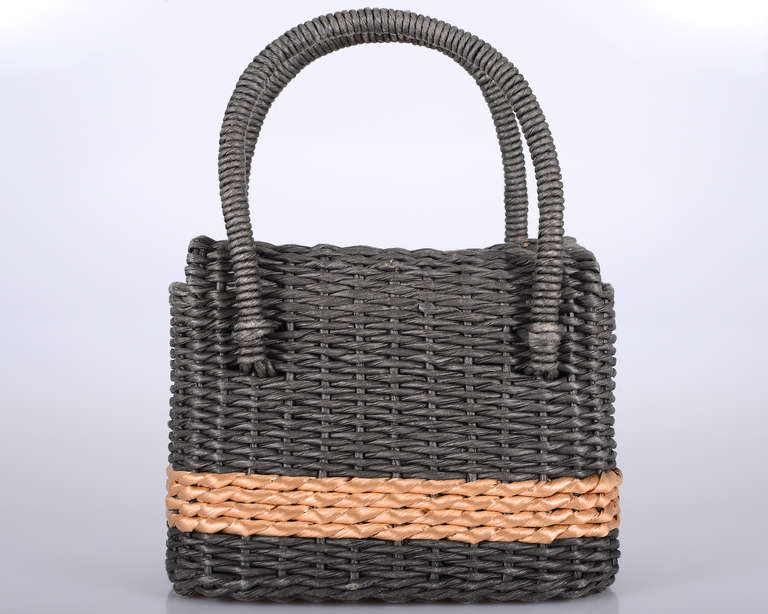 HAMPTONS MUST CHANEL VINTAGE BAG Super RARE WICKER STRAW In New Condition In NYC Tri-State/Miami, NY