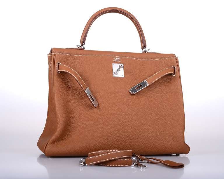 HERMES KELLY BAG 35cm GOLD W PALLADIUM HARDWARE JaneFinds 2