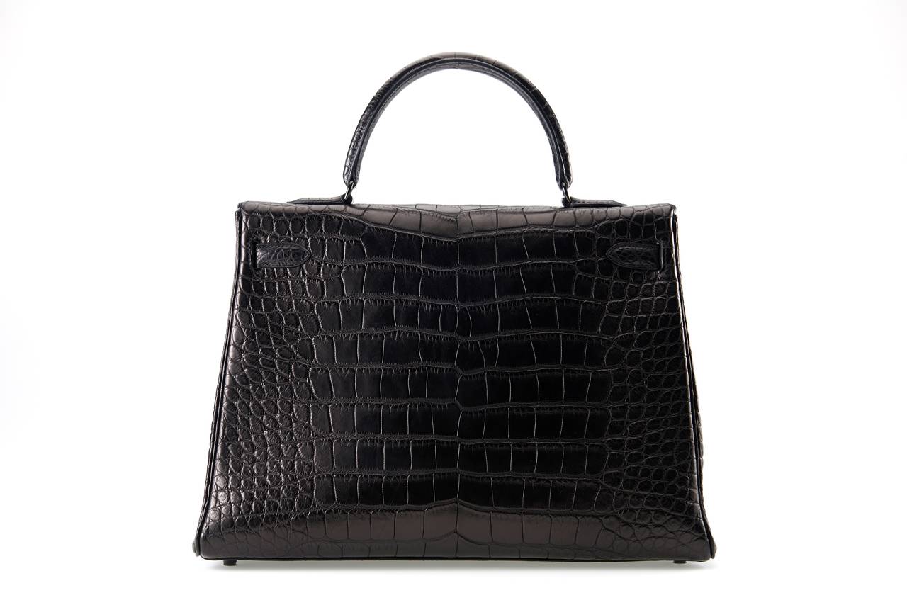 JANEFINDS LIMITED HERMES KELLY BAG 35cm BLACK MATTE SO BLACK ALLIGATOR 5