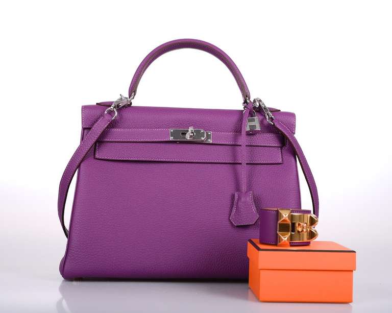 Women's INLOVE HERMES KELLY BAG 32cm ANEMONE WITH PALL HARDWARE