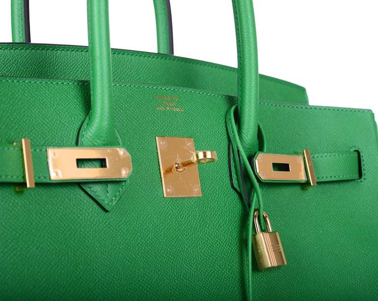 INSANE HERMES BIRKIN BAG 35cm BAMBOU GREEN EPSOM GOLD HARDWARE In New Condition In NYC Tri-State/Miami, NY