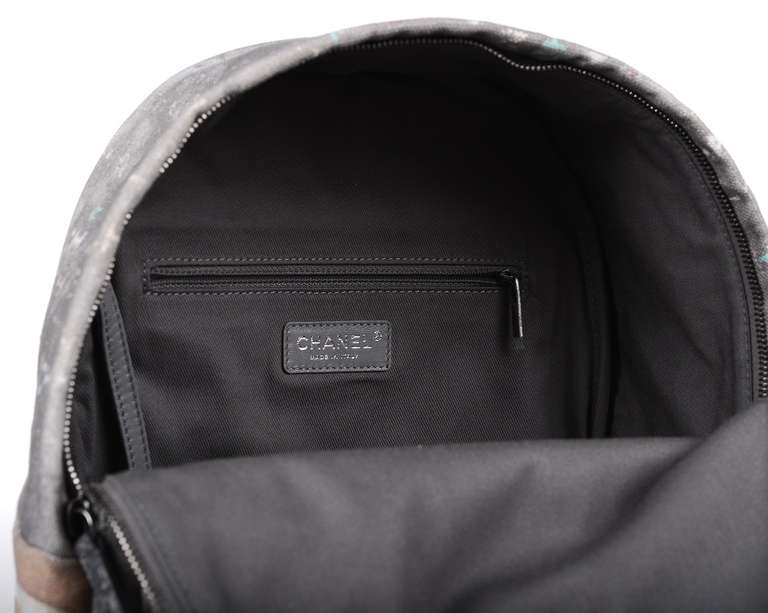 Women's LIMITED EDITION 2014 ART CHANEL GRAFFITI Gray BACKPACK HANDBAG