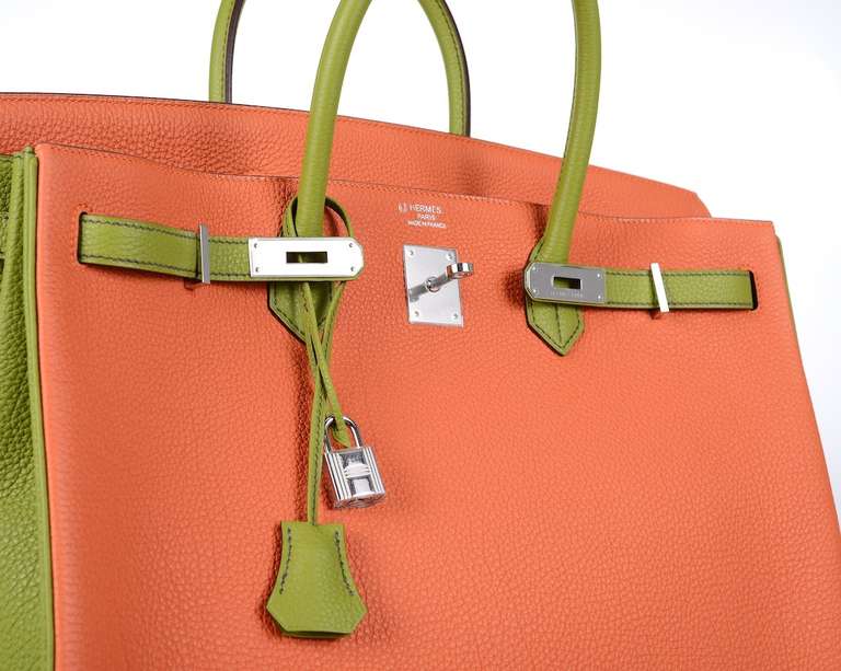 SPECIAL ORDER HSS HERMES 40cm BIRKIN BAG ORANGE W BLUE VERT ANIS BI COLOR PHW In New Condition In NYC Tri-State/Miami, NY