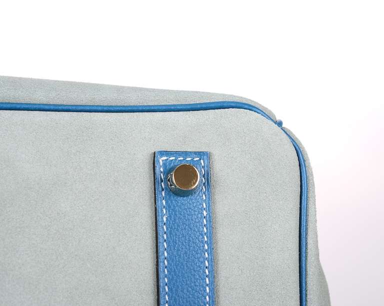 LIMITED HERMES BIRKIN BAG 35cm GRIZZLY BLUE DE GALICE * Ciel Grizzly PERMABRASS 1