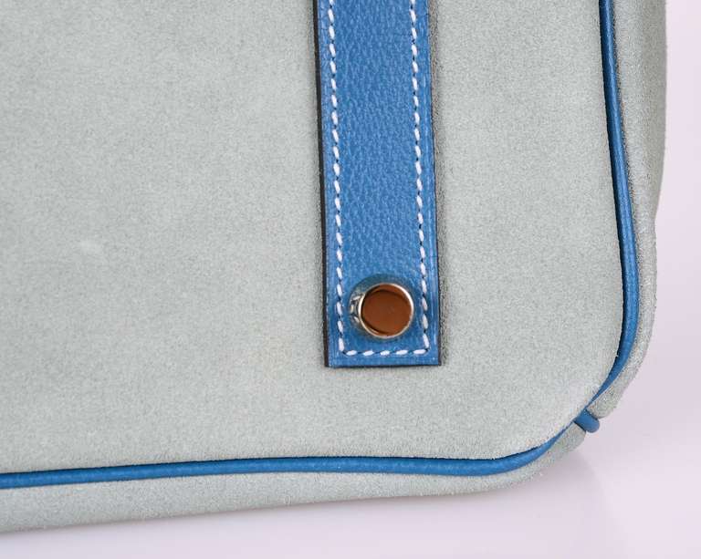 LIMITED HERMES BIRKIN BAG 35cm GRIZZLY BLUE DE GALICE * Ciel Grizzly PERMABRASS 2