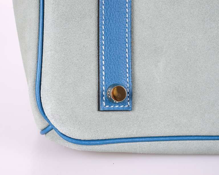 LIMITED HERMES BIRKIN BAG 35cm GRIZZLY BLUE DE GALICE * Ciel Grizzly PERMABRASS 3