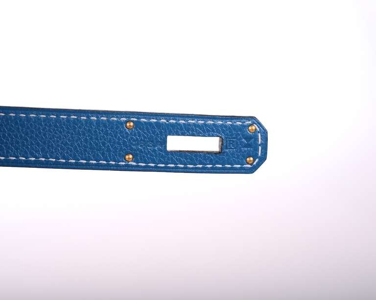 LIMITED HERMES BIRKIN BAG 35cm GRIZZLY BLUE DE GALICE * Ciel Grizzly PERMABRASS 4