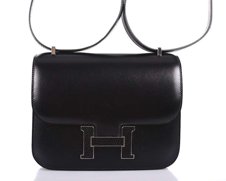 HERMES CONSTANCE 18cm BLACK LIZARD MARQUETTE LIMITED EDITION