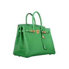 INSANE HERMES BIRKIN BAG 35cm BAMBOU GREEN EPSOM GOLD HARDWARE