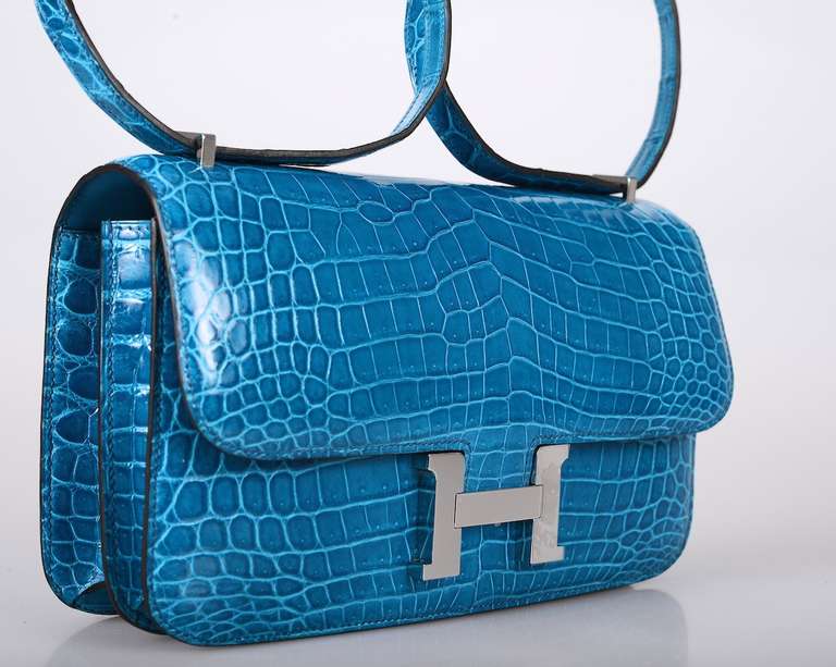 SUPER RARE BAG HERMES CONSTANCE ELAN Blue IZMIR NILO CROCODILE 2