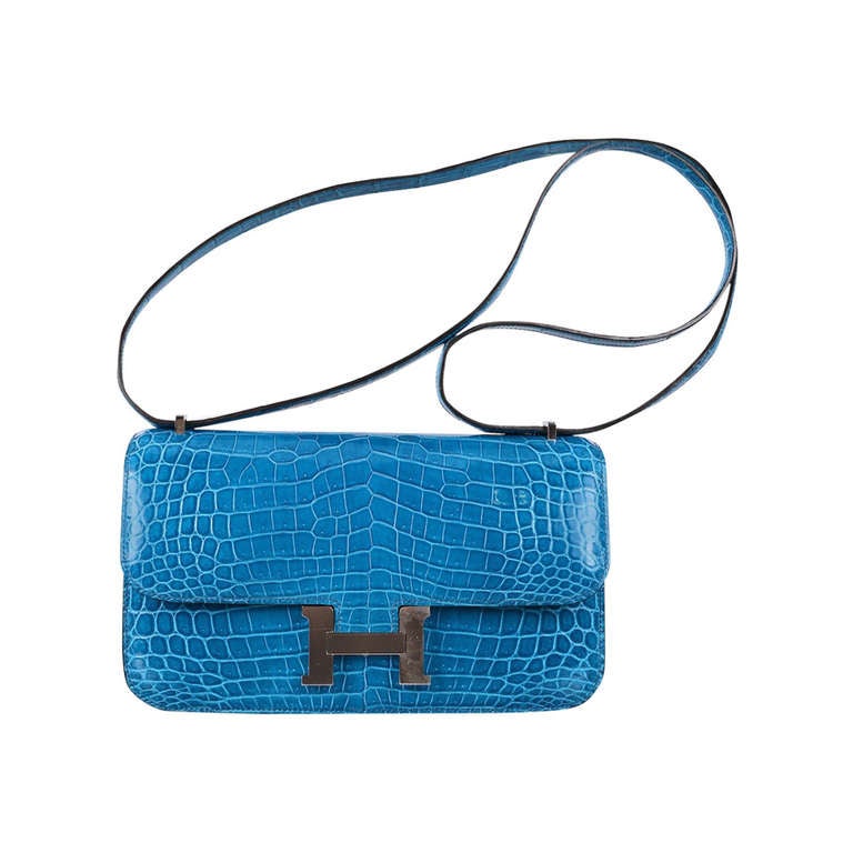 SUPER RARE BAG HERMES CONSTANCE ELAN Blue IZMIR NILO CROCODILE