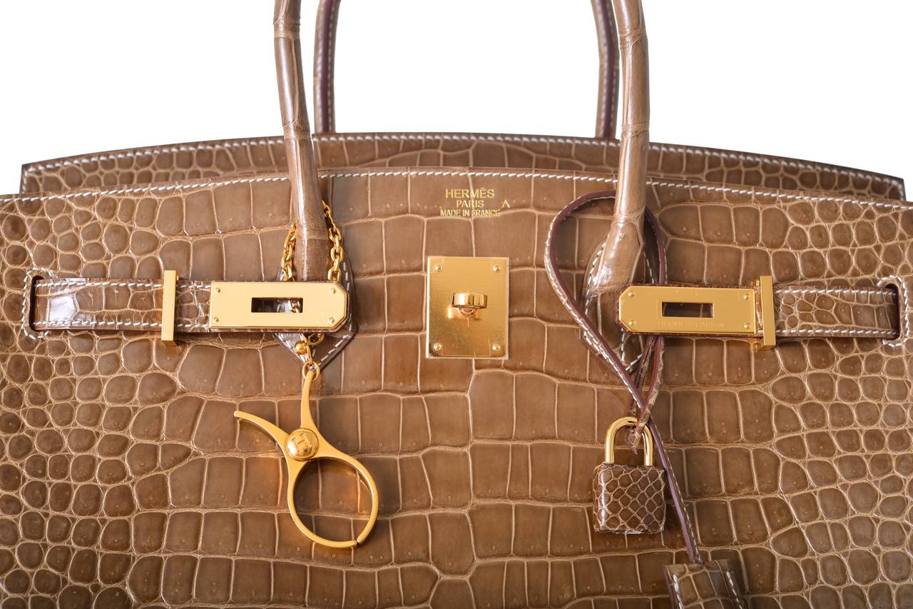 SUPER RARE HERMES BIRKIN BAG 35cm FICELLE CROCODILE GHW POROSUS STUNNING 2
