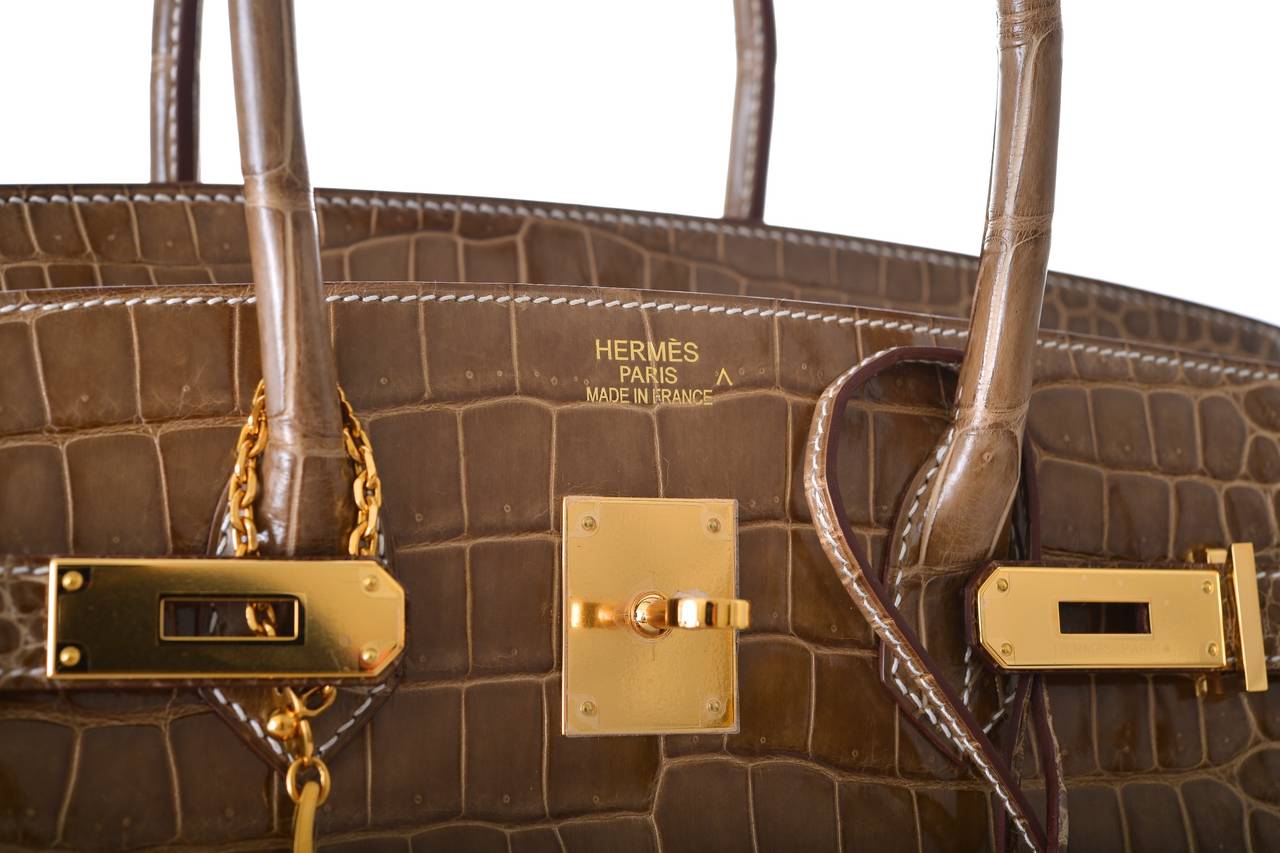 SUPER RARE HERMES BIRKIN BAG 35cm FICELLE CROCODILE GHW POROSUS STUNNING 3