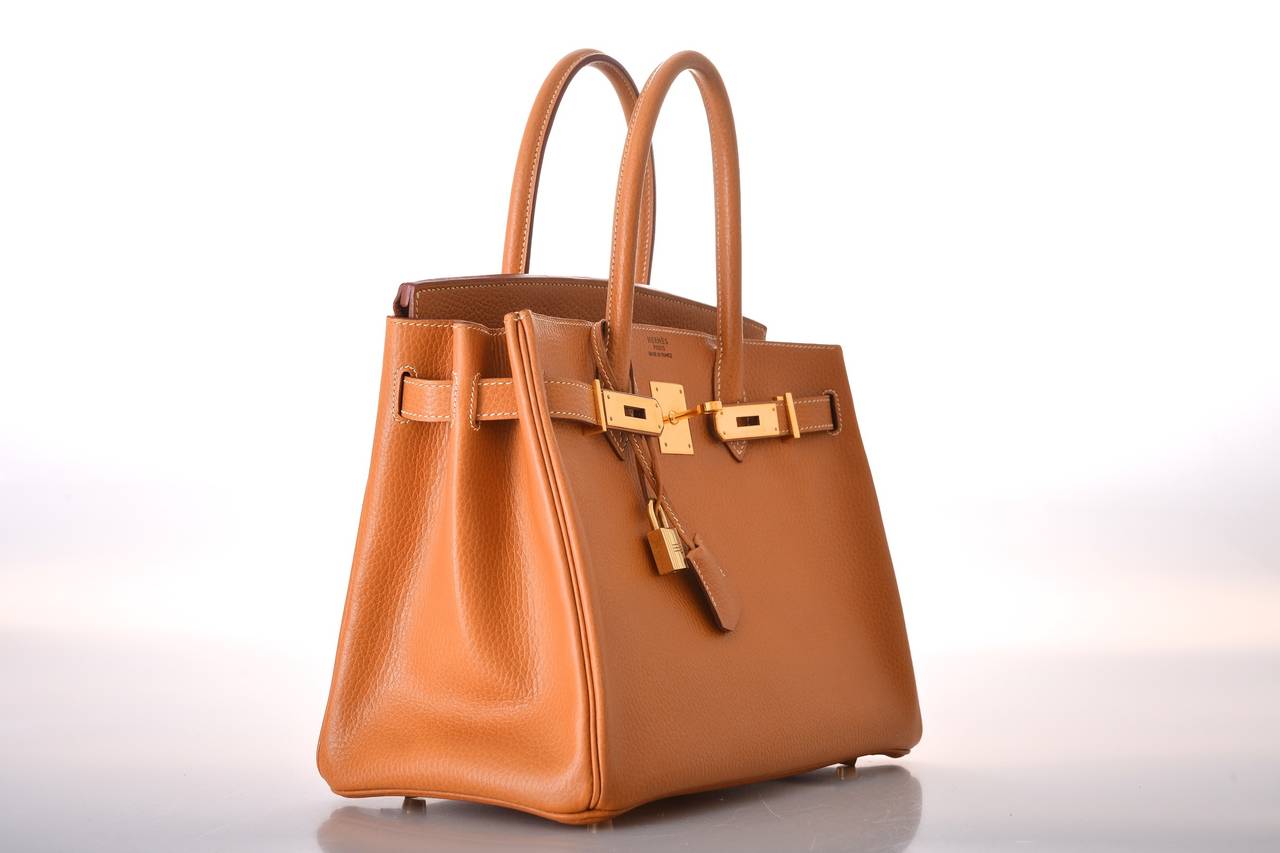 HERMES BIRKIN 30CM BAG NATURAL GOLD w GOLD HARDWARE ARDENNE ...  