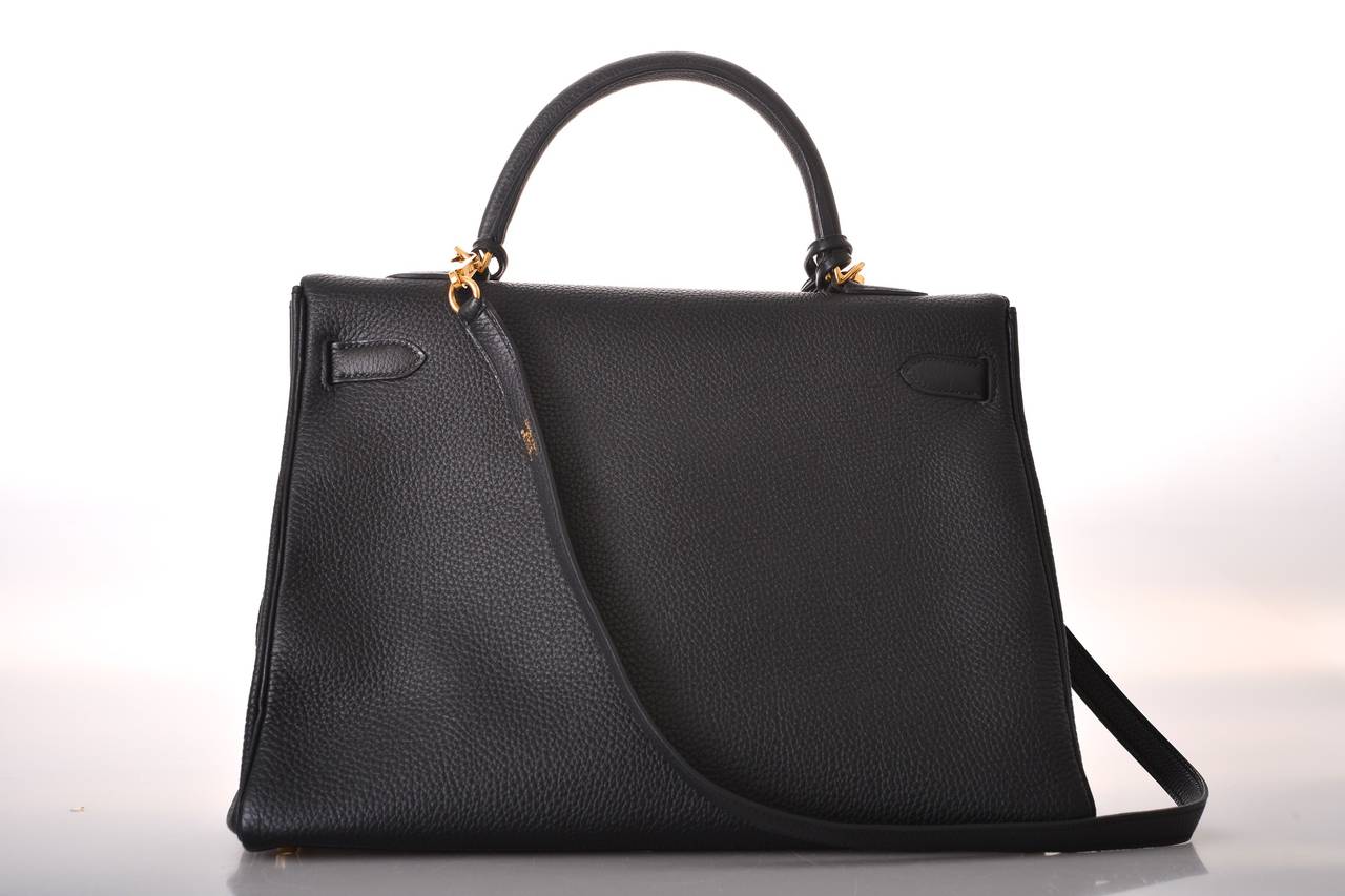 Women's JaneFinds HERMES KELLY 35cm BLACK WITH GOLD HARDWARE MUST STAPLE