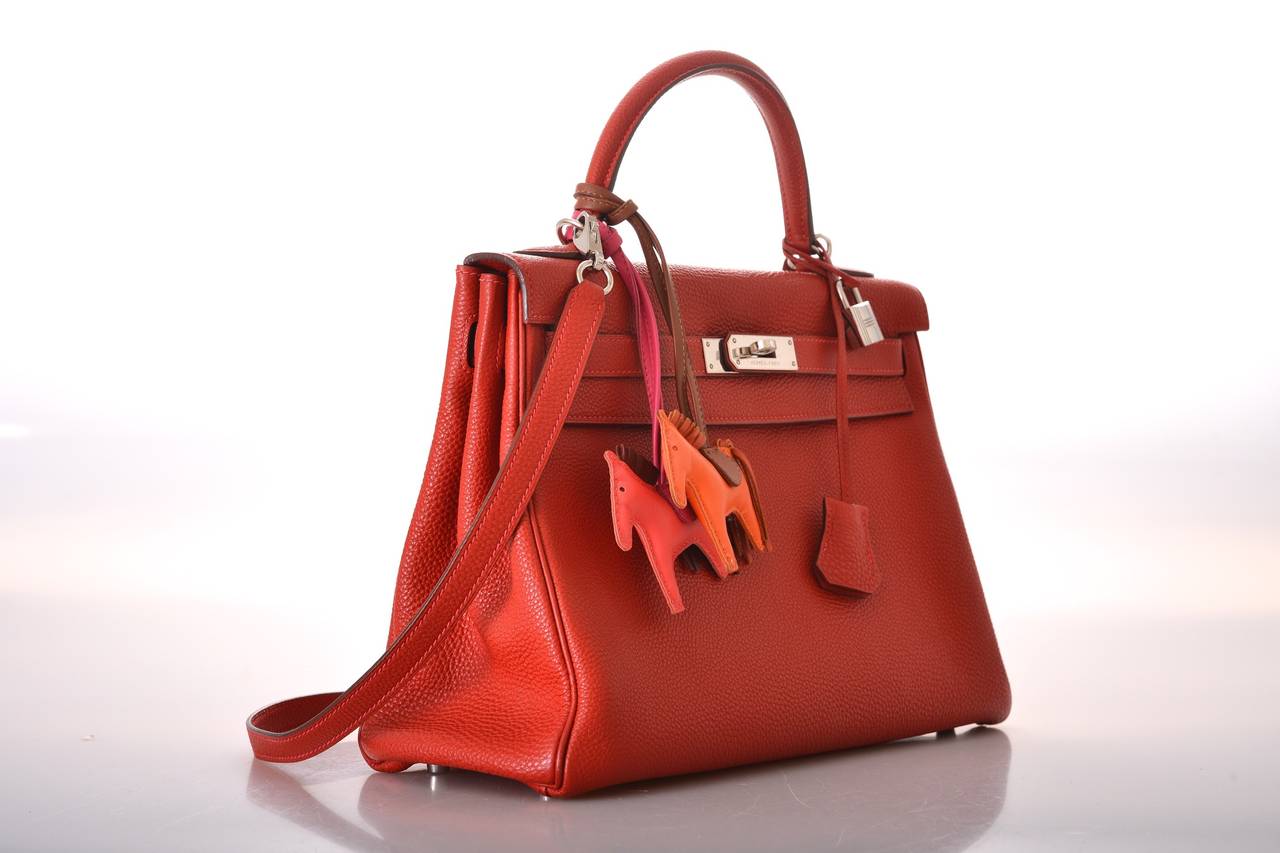 Women's HERMES KELLY BAG 32cm VERMILLION PALLADIUM HARDWARE PRE-LOVED JaneFinds