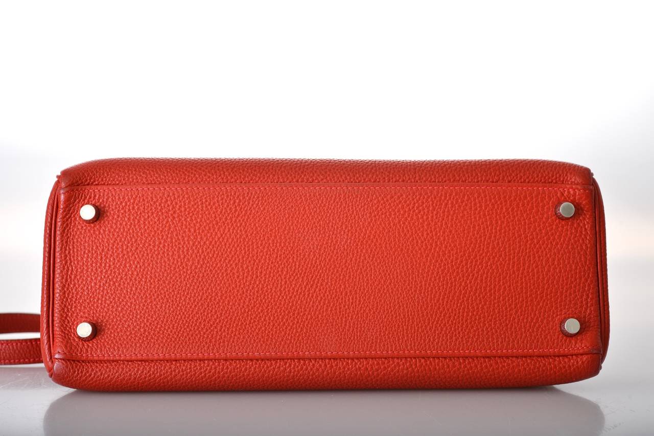 HERMES KELLY BAG 32cm VERMILLION PALLADIUM HARDWARE PRE-LOVED JaneFinds 5