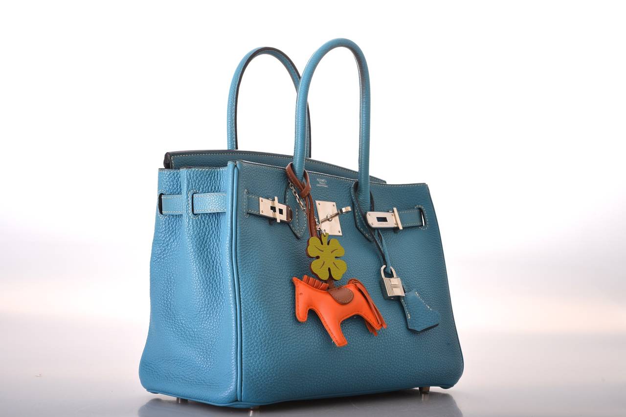 Hermes Birkin Bag, Blue Lin & Blue Jean, 30cm, Togo With Gold