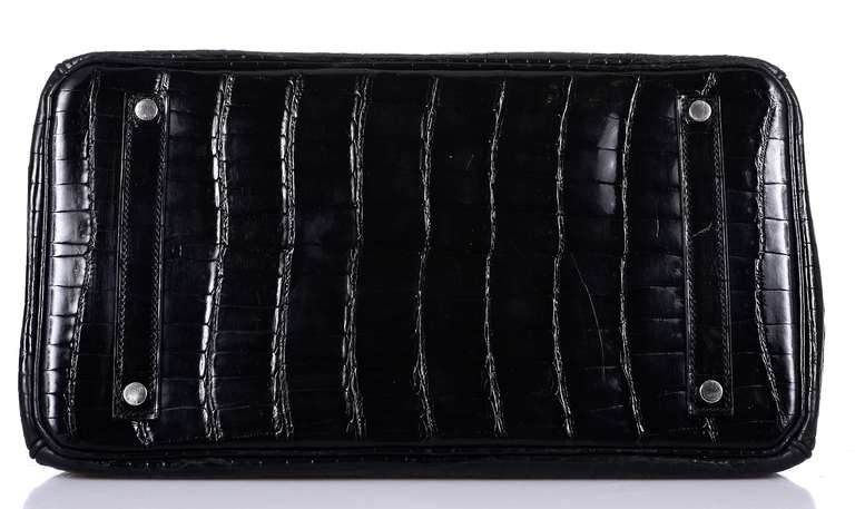 THE BEST EVER HERMES BIRKIN BAG 35cm BLACK CROCODILE POROSUS PALLADIUM HARDWARE 5