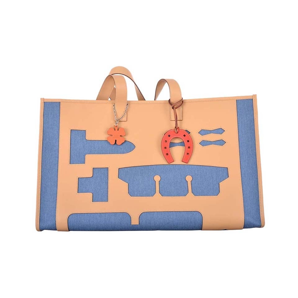 HERMES PETIT H SKELETON DENIM & LEATHER TOTE Bag LIMITED EDITION Janefinds