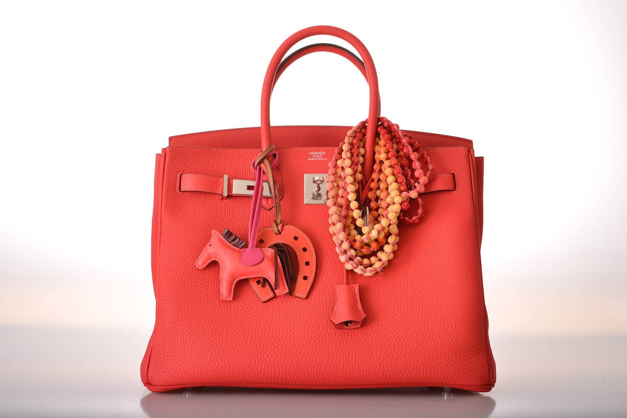 HERMES BIRKIN BAG 35cm RED ROUGE CASAQUE EPSOM LEATHER ON ...