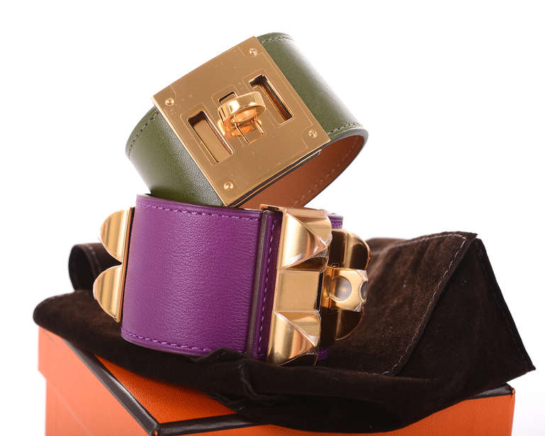 HERMES CDC Collier de Chien BRACELET ANEMONE WITH GOLD JaneFinds In New Condition For Sale In NYC Tri-State/Miami, NY