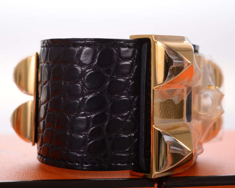 WOWZA! HERMES CDC BLACK CROCODILE GOLD HARDWARE OMG!!! small For Sale 1