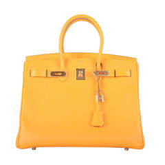 HAPPIEST COLLECTION EVER! HERMES BIRKIN BAG 35CM YELLOW JAUNE D'OR permabrass