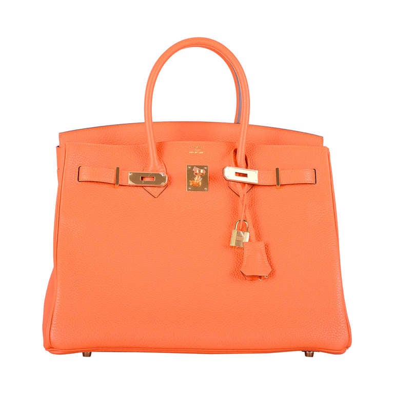 HERMES BIRKIN BAG 35cm HOT FEU FIRE ORANGE 35CM GOLD HARDWARE JaneFinds