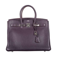 SPECIAL ONE HERMES BIRKIN BAG 35cm RAISIN PALLADIUM HARDWARE