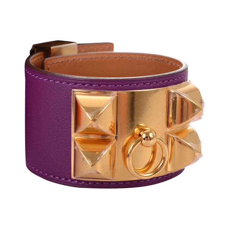 HERMES CDC Collier de Chien BRACELET ANEMONE WITH GOLD JaneFinds For Sale