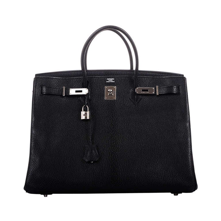 MUSTHAVE SUPER RARE HERMES BIRKIN BAG 40cm BLACK CHEVRE GOAT SKIN PALLADIUM