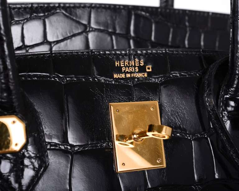 Hermes Birkin Bag Black 40cm Alligator Gold Hardware JaneFinds In Excellent Condition In NYC Tri-State/Miami, NY