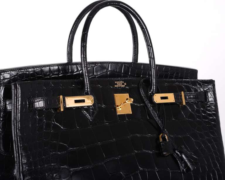 Hermes Birkin Bag Black 40cm Alligator Gold Hardware JaneFinds 1