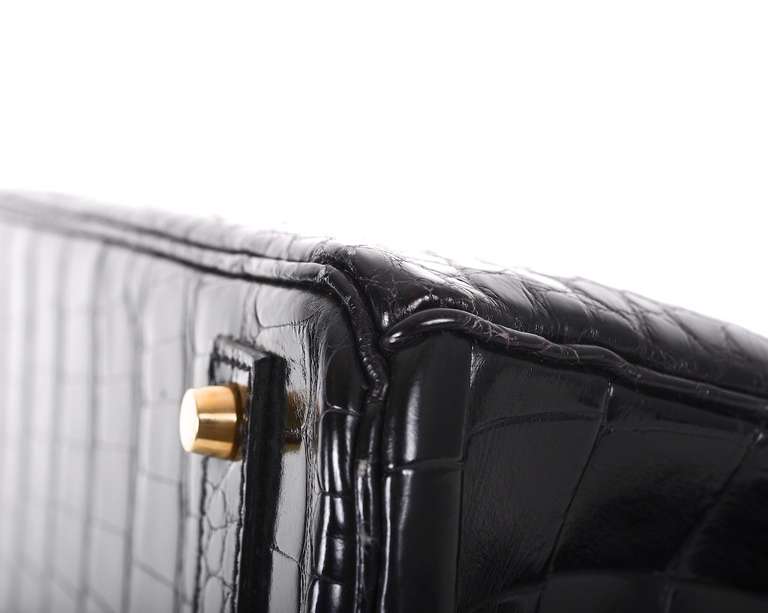 Hermes Birkin Bag Black 40cm Alligator Gold Hardware JaneFinds 4