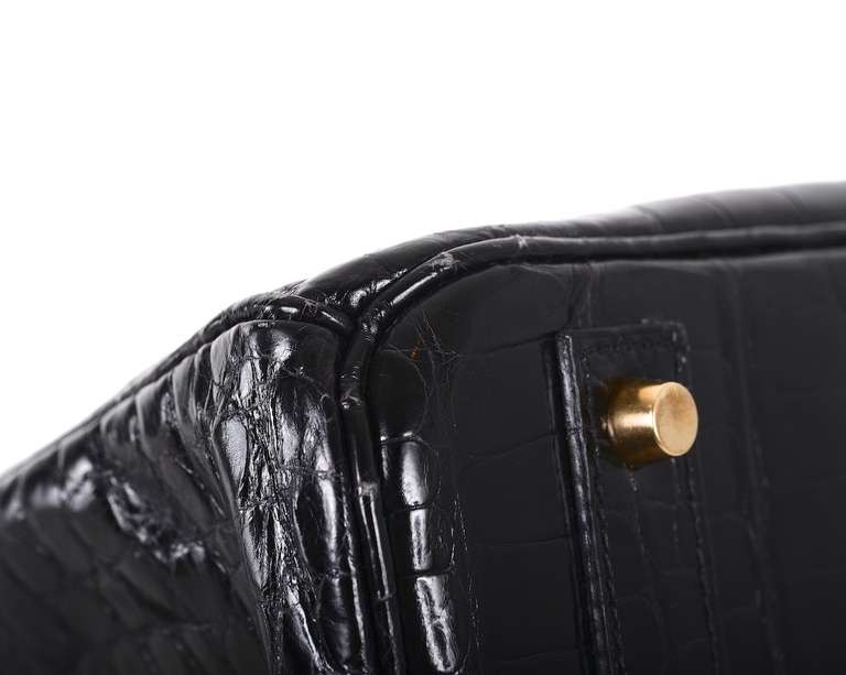 Hermes Birkin Bag Black 40cm Alligator Gold Hardware JaneFinds 5