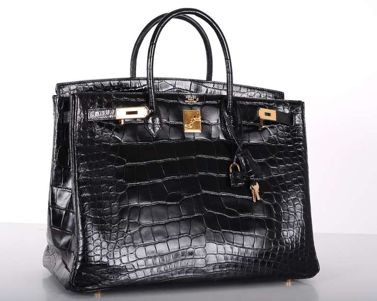 Hermes Birkin Bag Black 40cm Alligator Gold Hardware JaneFinds 6