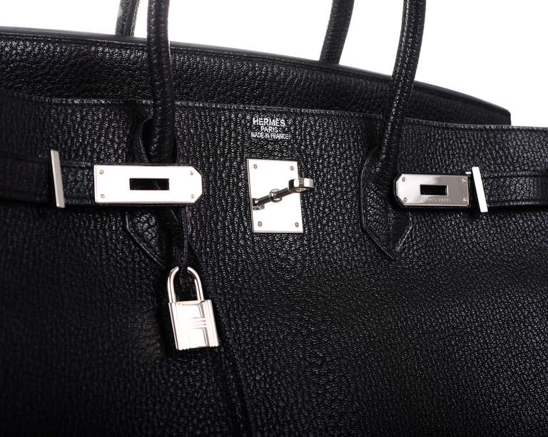MUSTHAVE SUPER RARE HERMES BIRKIN BAG 40cm BLACK CHEVRE GOAT SKIN PALLADIUM 2