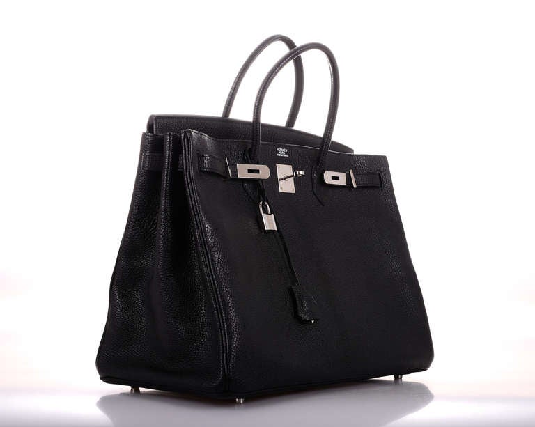 MUSTHAVE SUPER RARE HERMES BIRKIN BAG 40cm BLACK CHEVRE GOAT SKIN PALLADIUM 3