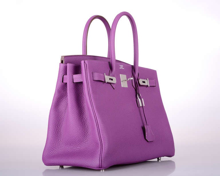 BEST COLOR ! HERMES BIRKIN BAG 35cm ANEMONE WITH PALL HARDWARE For Sale ...